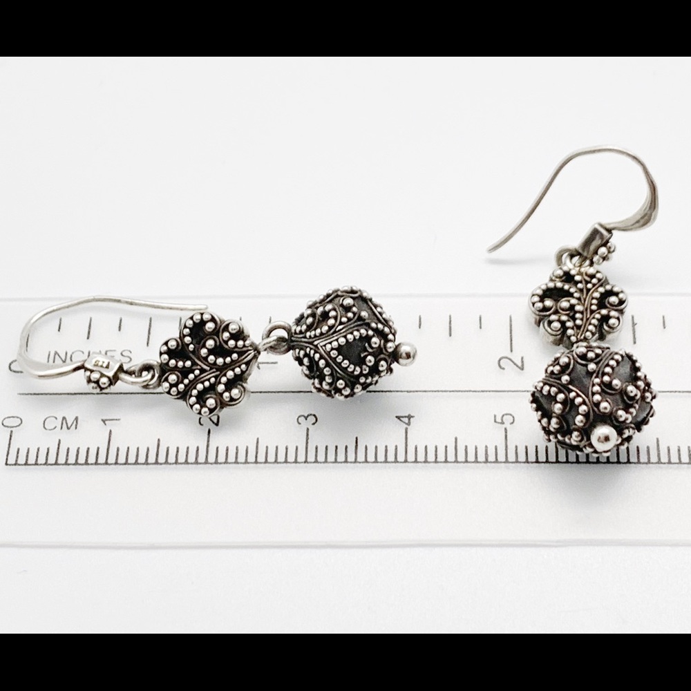 SOLD 🔥 Lois Hill 925 Bead Ornate Dangle Earrings - Picture 7 of 8
